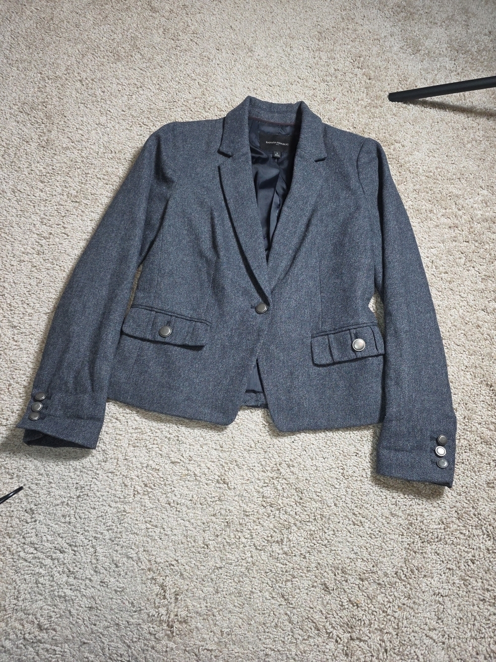 Banana Republic wool blend blazer equestrian jacket single button gray  size 6